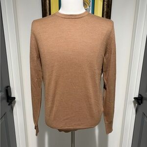 Banana Republic Mens Fine Italian Marino Wool Camel Crew Neck Sweater